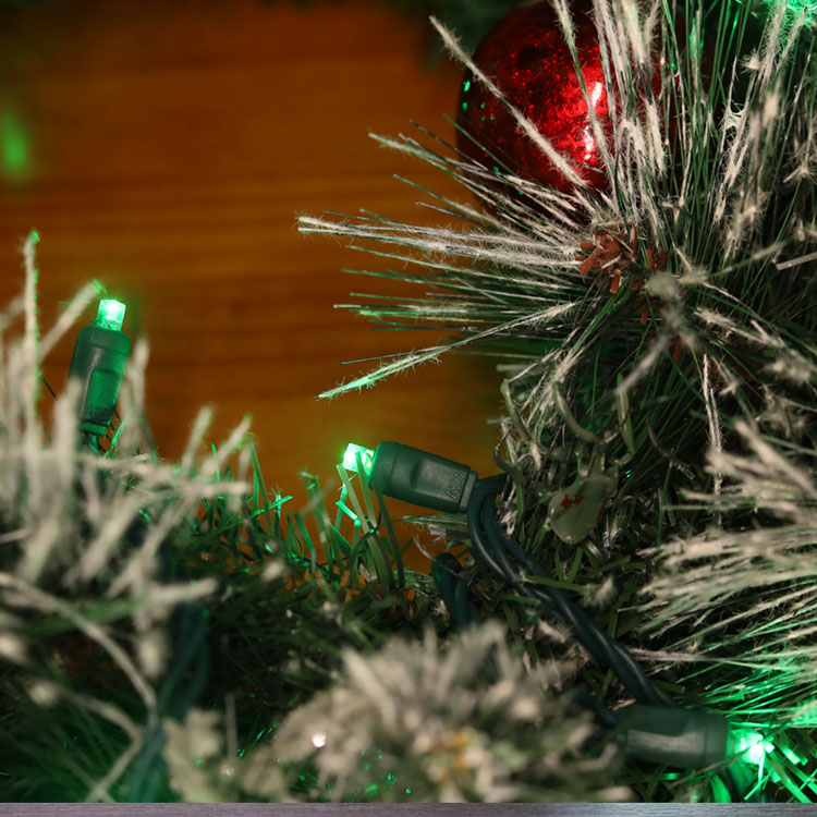 سلسلة أضواء LED صغيرة بزاوية واسعة 5 مم، ضوء LED أخضر لتزيين عيد الميلاد معتمد من UL