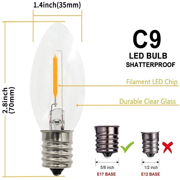 لمبات الشعيرة LED C9 E17
