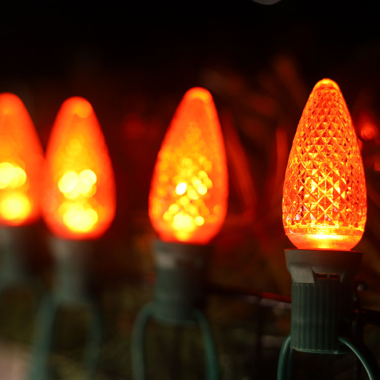 120V UL C9 E17 التجارية البرتقالية عيد الميلاد عكس الضوء استبدال المصابيح