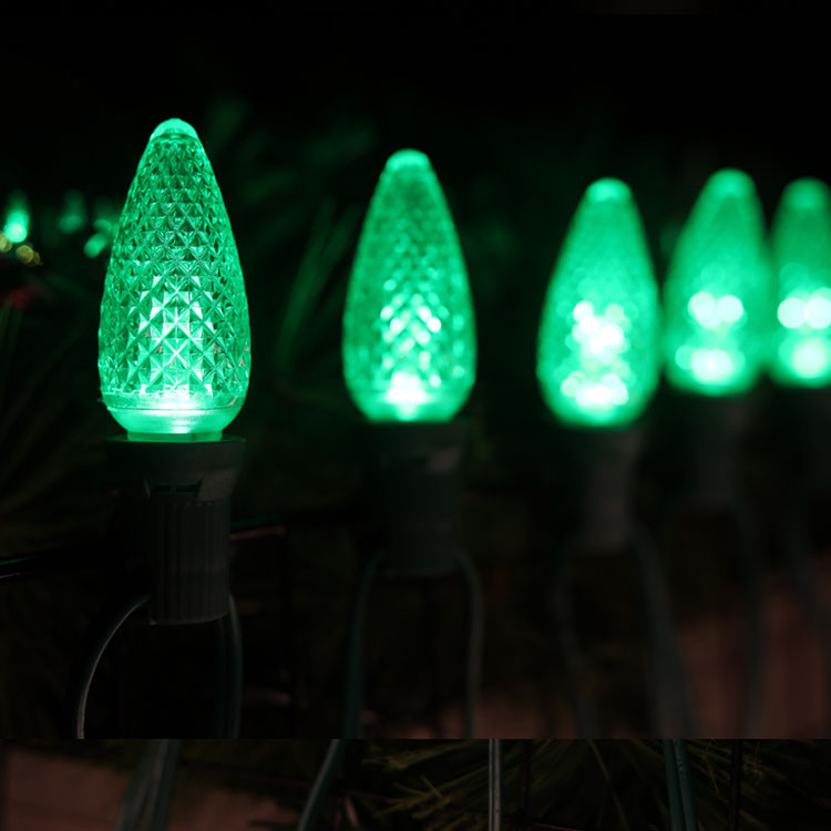 مصابيح بديلة C9 Minleon LED لمبة عيد الميلاد الخضراء UL مقاومة للماء