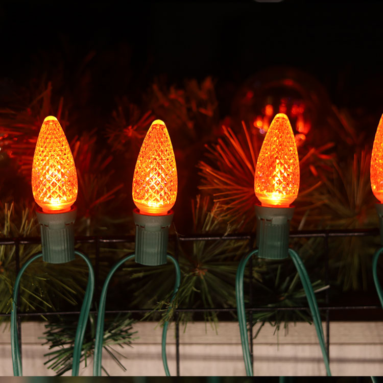 120V UL C9 E17 التجارية البرتقالية عيد الميلاد عكس الضوء استبدال المصابيح