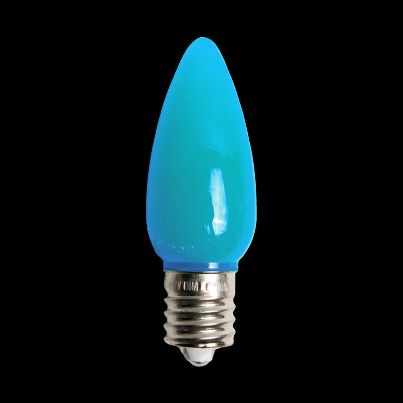 لمبة C9 LED غير شفافة باللون الأزرق المخضر